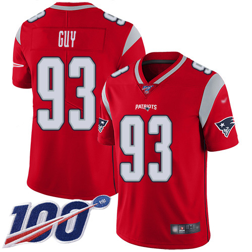 New England Patriots Football #93 100th Season Inverted Limited Red Men Lawrence Guy NFL Jersey